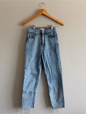 Zara Light Blue High-Rise Straight Jeans